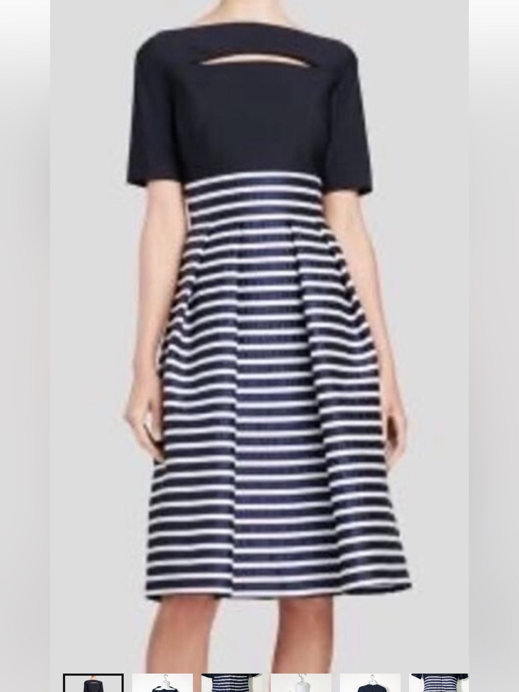 Nwt - Kay Unger New York Mixed Media Scuba Stripped Dress. Size 6.